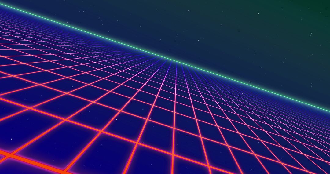 Vibrant Retro Neon Grid in Outer Space Infinity
