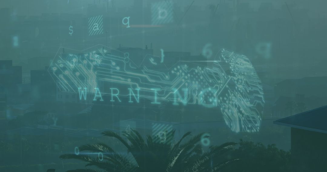 Digital Key Leadership Scanning Over Futuristic Cityscape