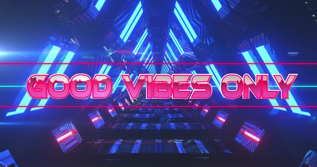 Good Vibes Only Text in Neon Triangular Tunnel