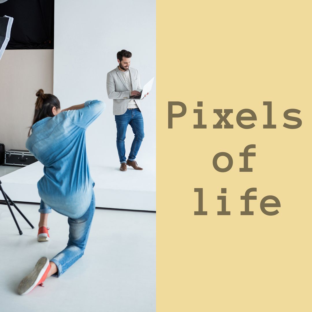 Photographer Capturing Stylish Model in Studio Setup