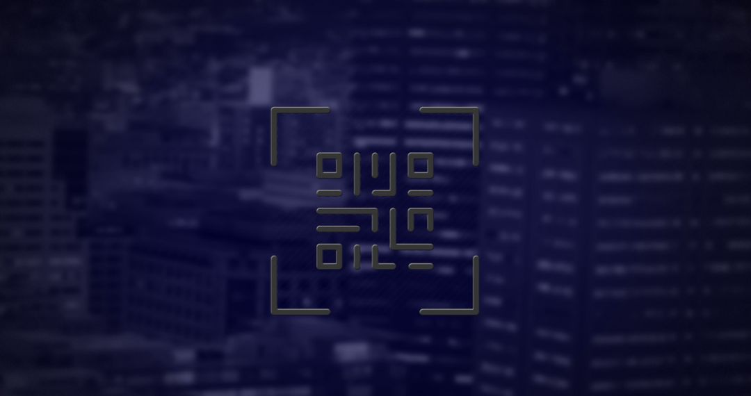 Futuristic QR Code Over Urban Cityscape