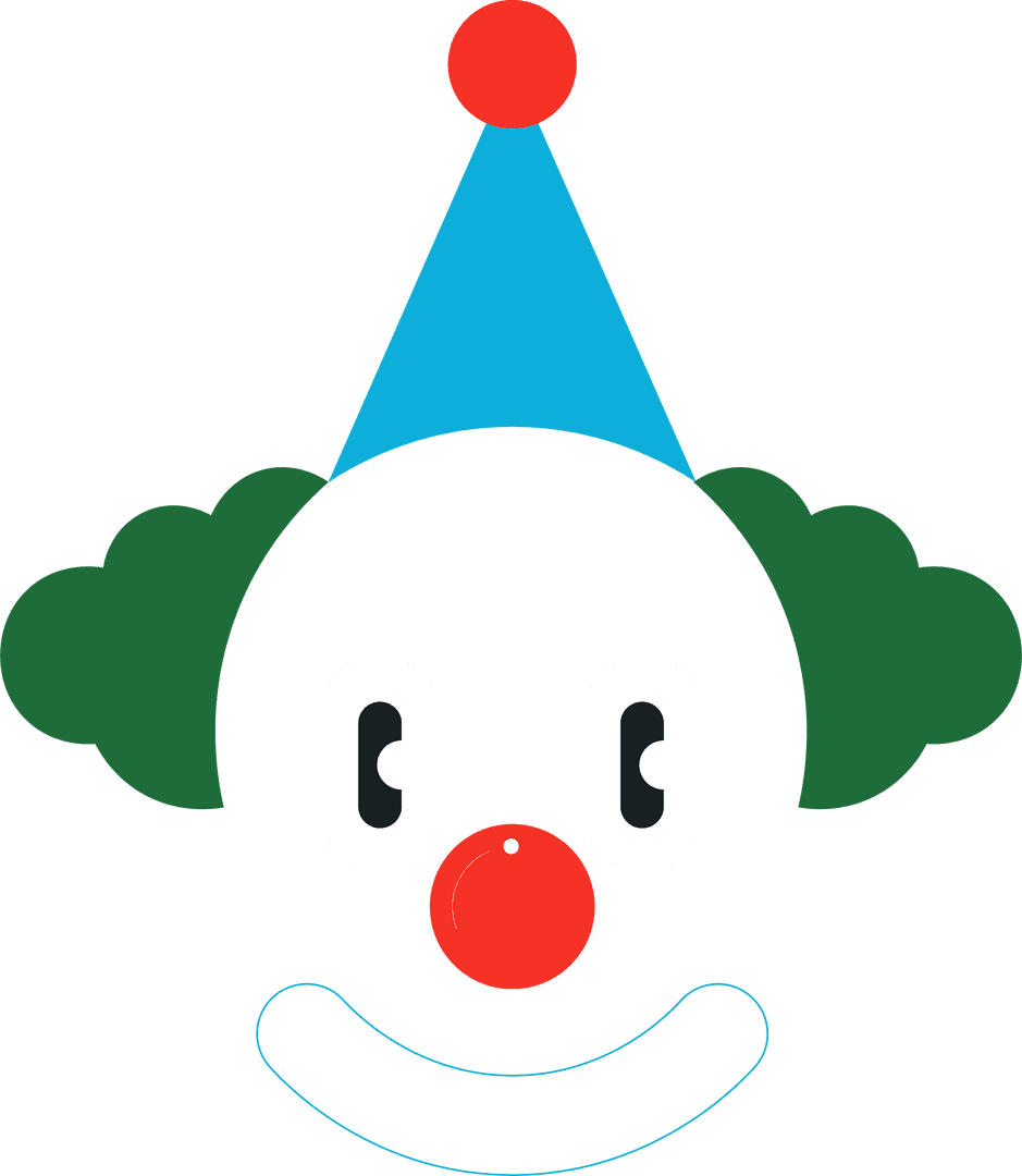 Playful Clown Face Floating on Transparent Background