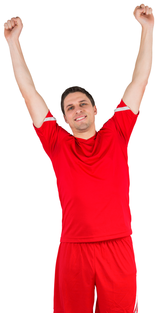 Transparent Male Football Player Celebrating Victory in Red Uniform - Download Free Stock Images Pikwizard.com