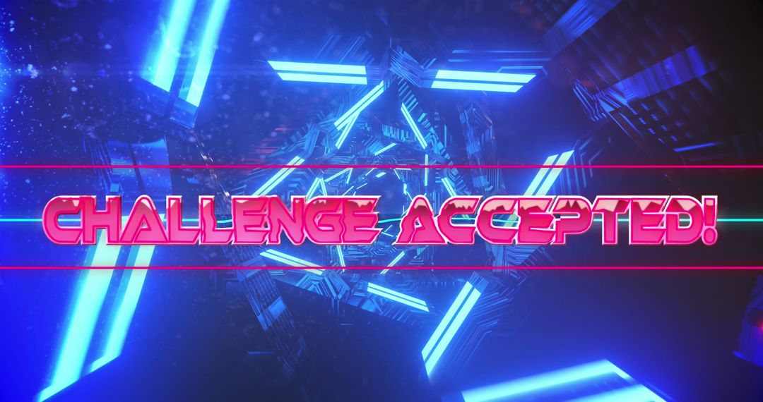 Futuristic Neon Challenge Accepted Text Graphic
