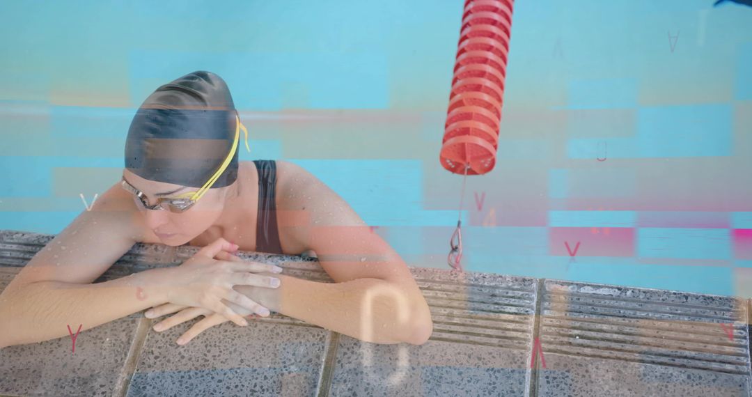 Athlete Resting at Poolside in Swim Apparel & Gear