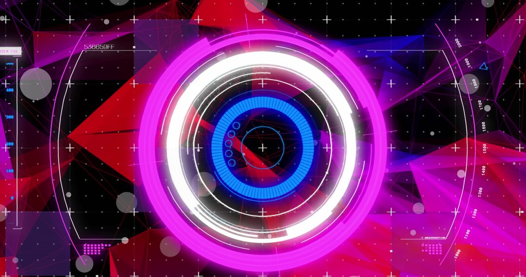 Futuristic Digital Interface with Circular HUD Display