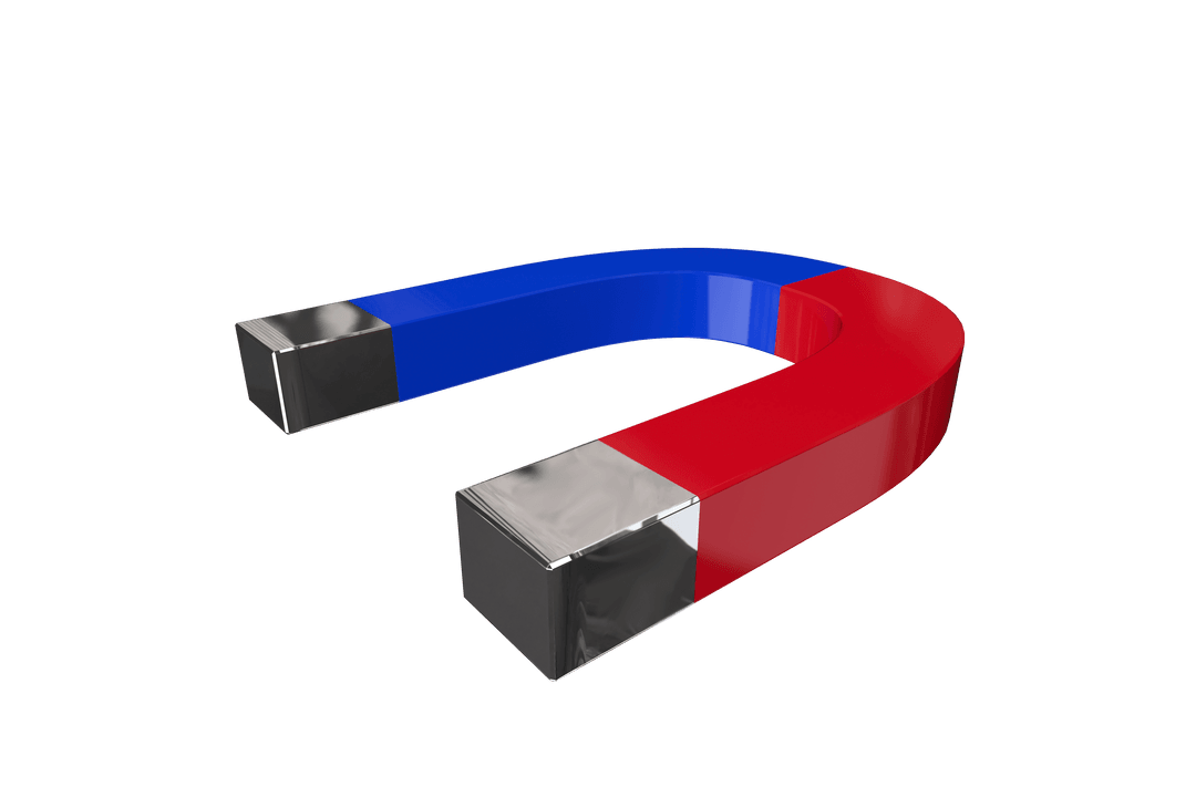 Colorful Red Blue Magnet on Transparent Background