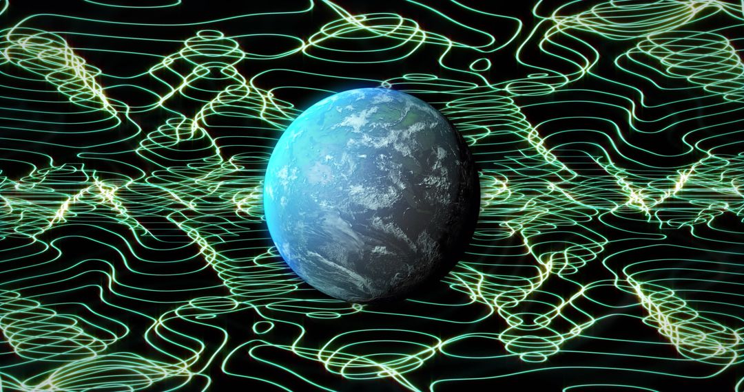 Globe with Digital Network Connections on Dark Background