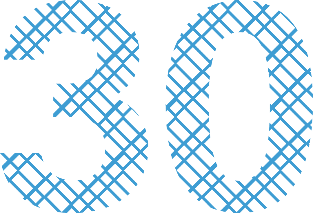 Transparent Patterned Blue Number 30 on Isolated Background