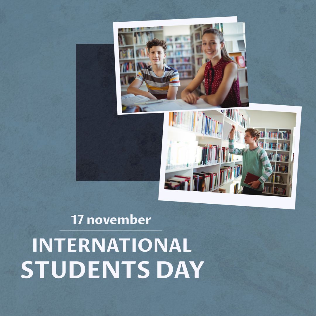 International Students Day Collage in School Library Setting