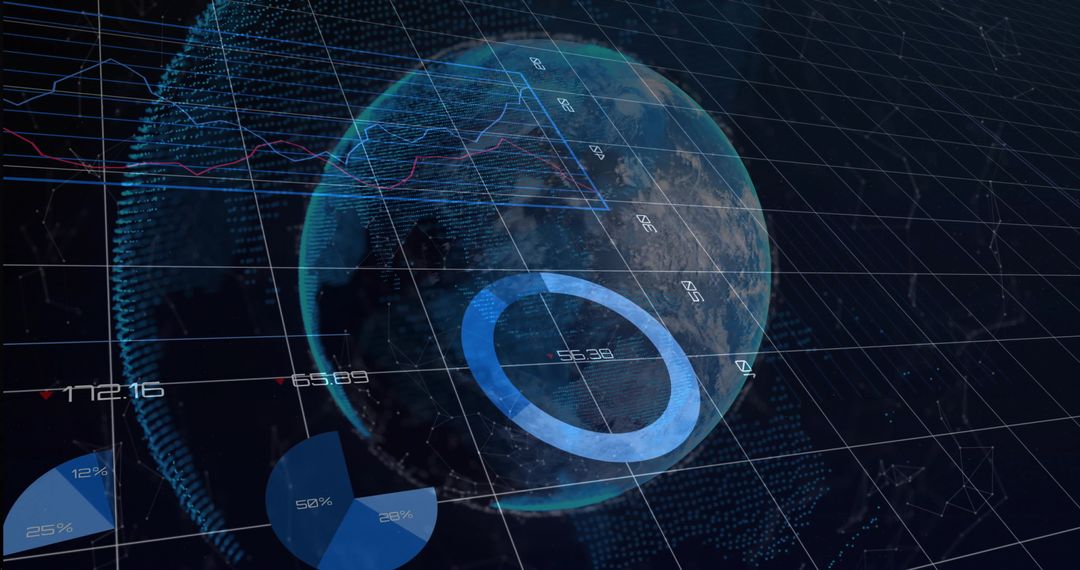 Futuristic Digital Visualization of Global Data with 3D Elements