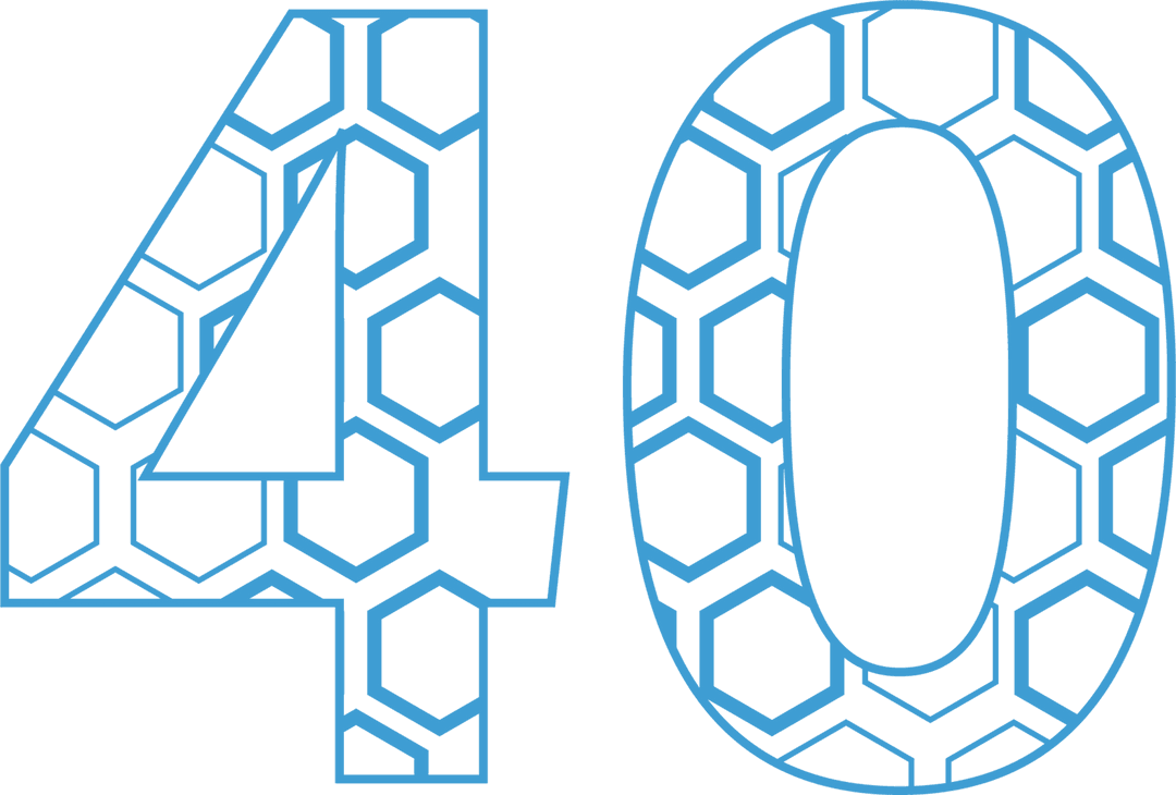 Blue 40 with Geometric Pattern on Transparent Background