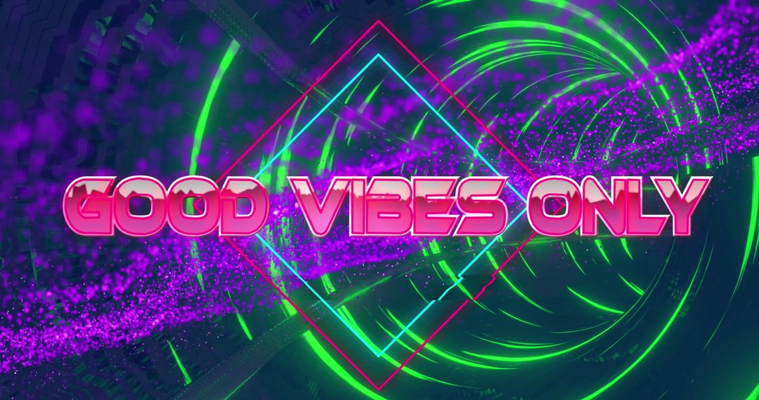 Futuristic Neon Good Vibes Only Text