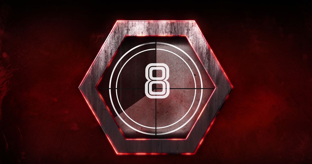 Digital Hexagonal Countdown Timer on Red Background