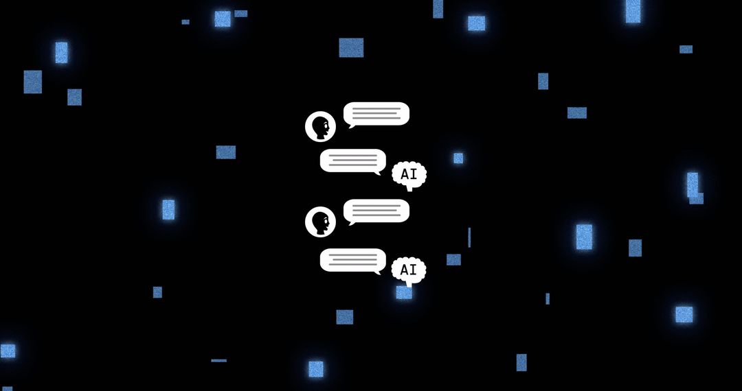 Digital AI Communication Scenery with Bots Chatting