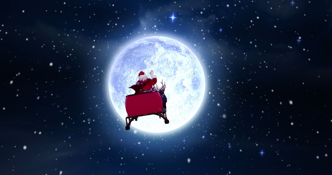 Santa Riding Sleigh Across a Starry Night Sky - Free Images, Stock Photos and Pictures on Pikwizard.com