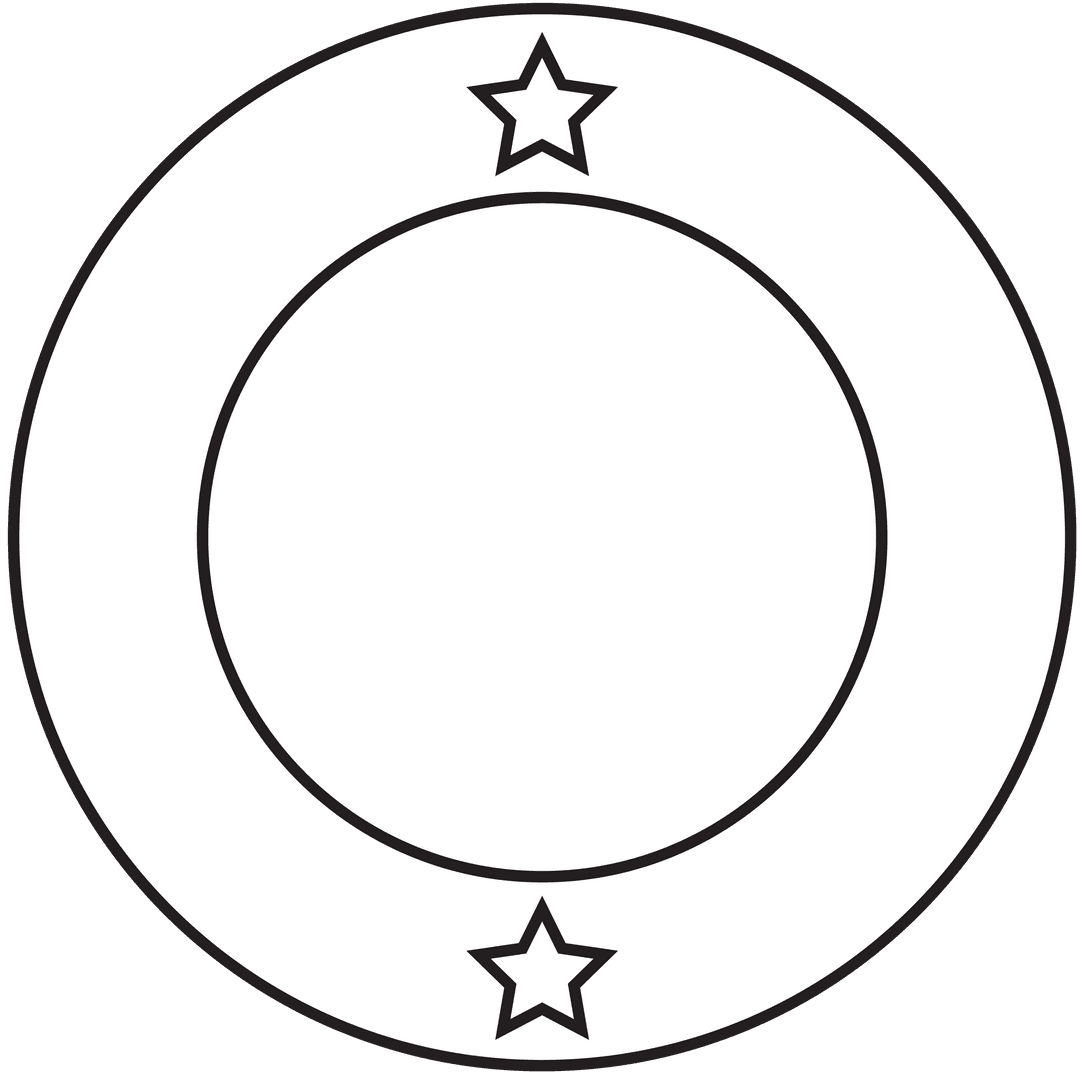 Abstract Circular Design with Star Accents on Transparent Background