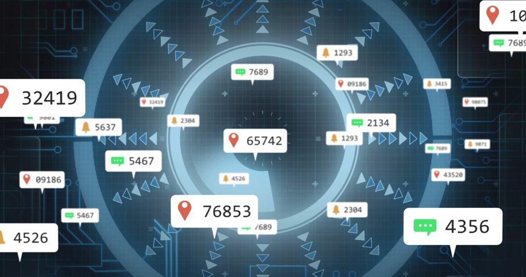 Futuristic Dashboard Interface with Floating Notifications