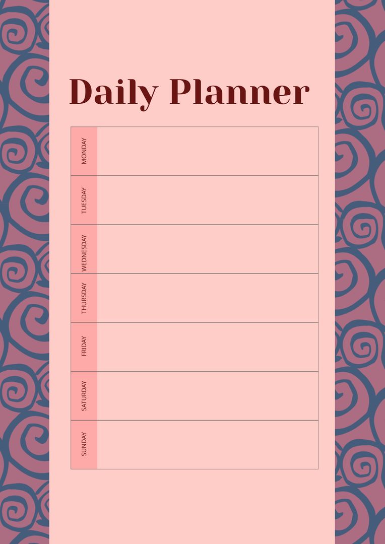 Elegant Weekly Planner Template with Swirl Pattern - Download Free Stock Templates Pikwizard.com