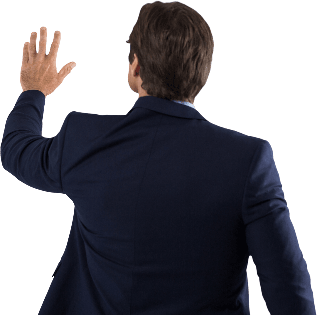 Transparent Businessman Connected to Digital Future