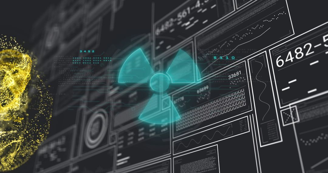 Radiation Hazard Symbol Over Data Interface Showing Digital Safety Alert