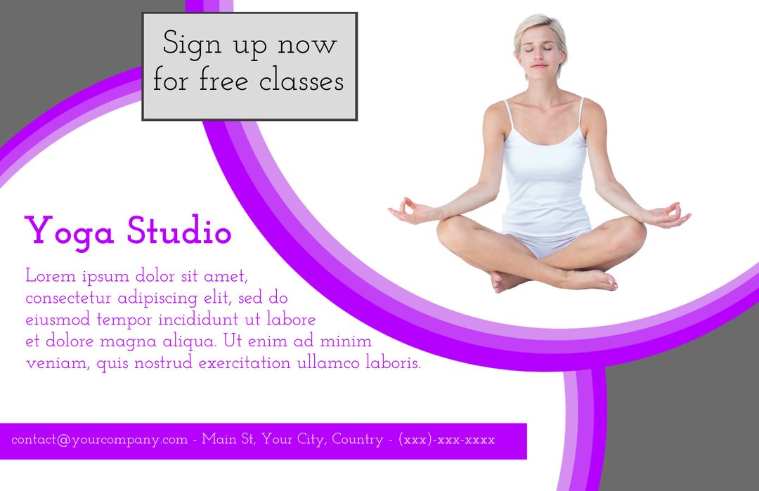 Yoga Promotion Flyer with Meditative Woman in Lotus Pose