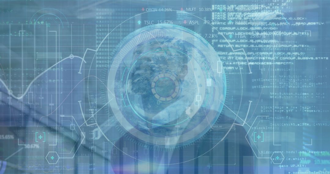 Futuristic Data Analysis Interface with Global Focus