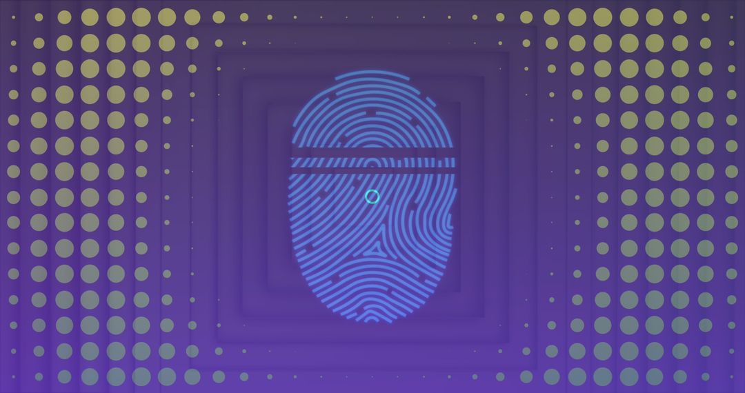 Digital Biometric Fingerprint on Blue Technology Background