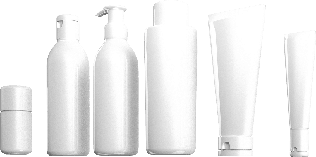 White Self-Care Cream Bottles on Transparent Background for Branding