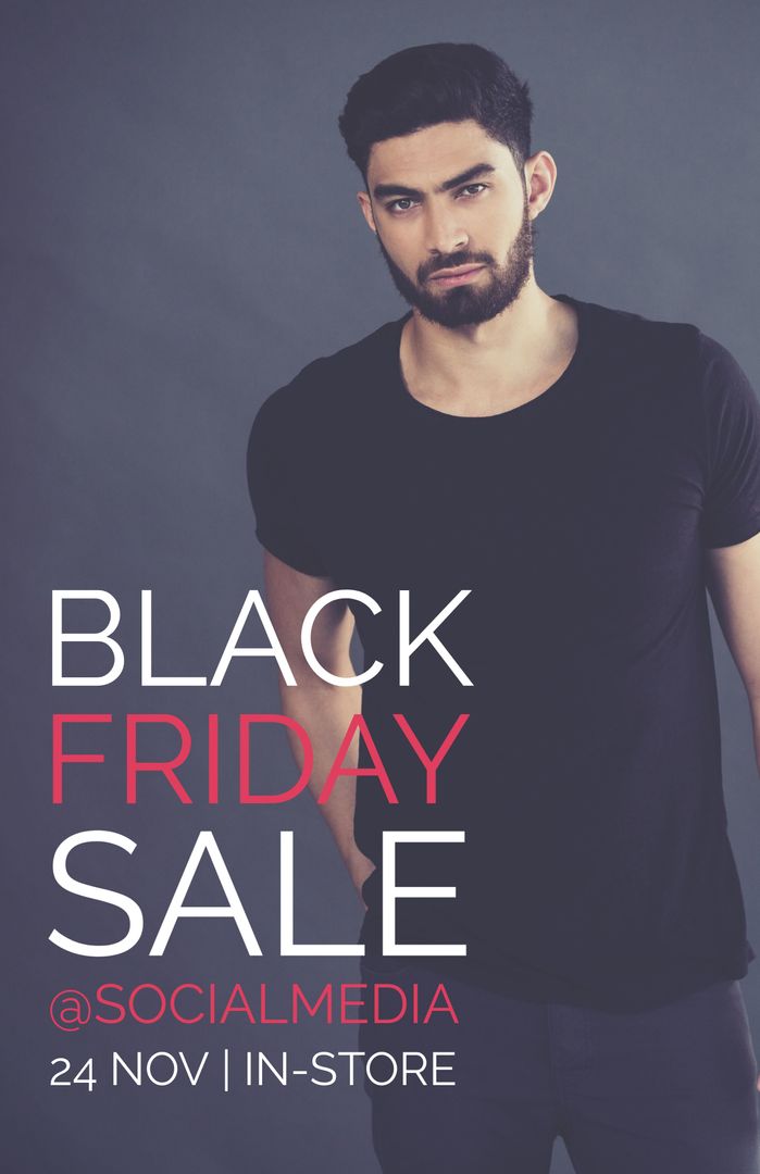 Stylish Black Friday Sale Promotion with Confident Man