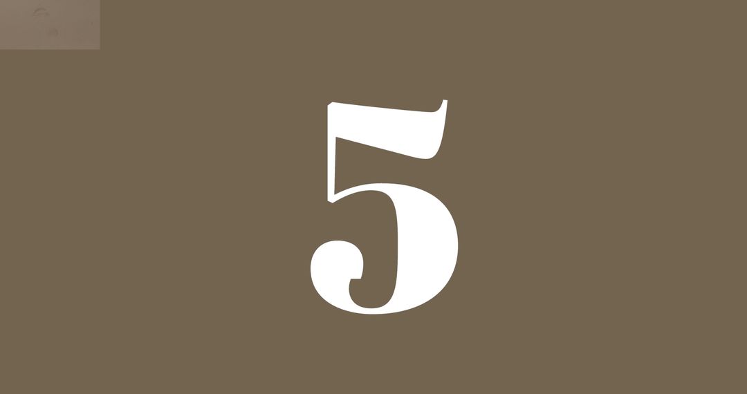 Bold Number Five on Brown Background for Countdown Graphics