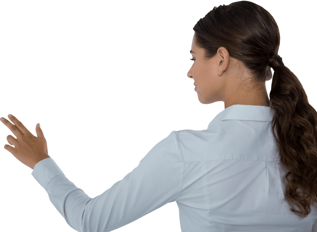 Transparent Future Tech Executive Presenting on Virtual Screen