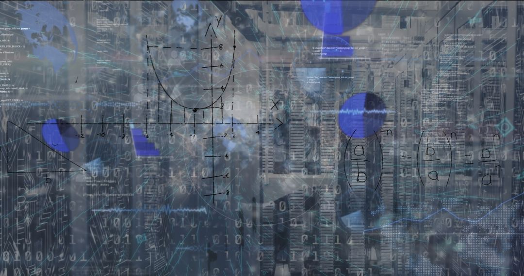 Mathematical Equations Overlayed on Data Servers in Abstract Concept