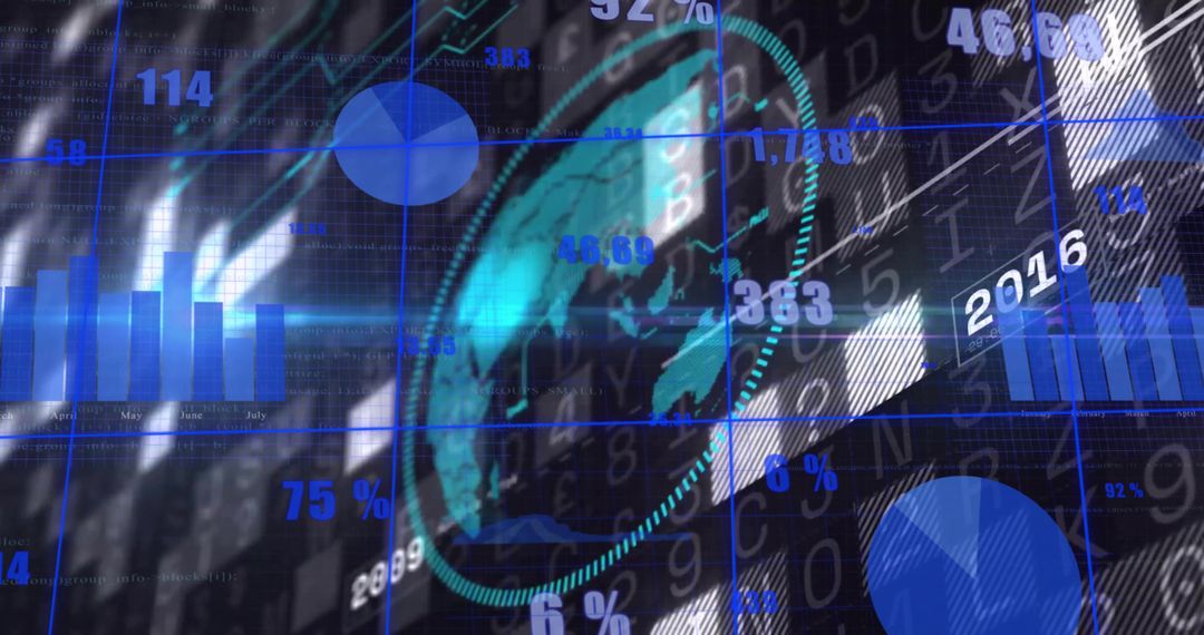 Futuristic Analytics Dashboard with 3D Globe and Charts