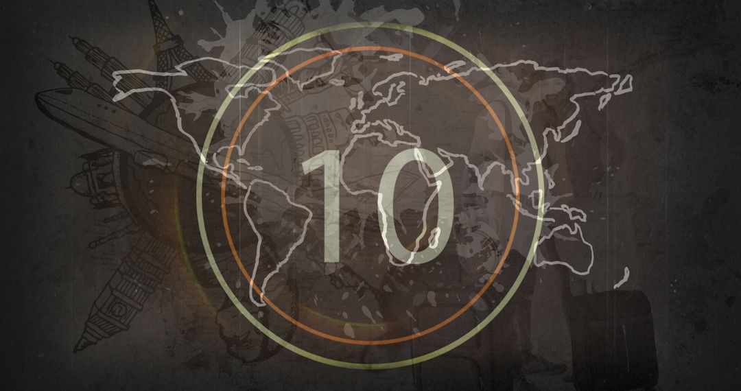 Global Tourism Countdown Concept with Travel Icons