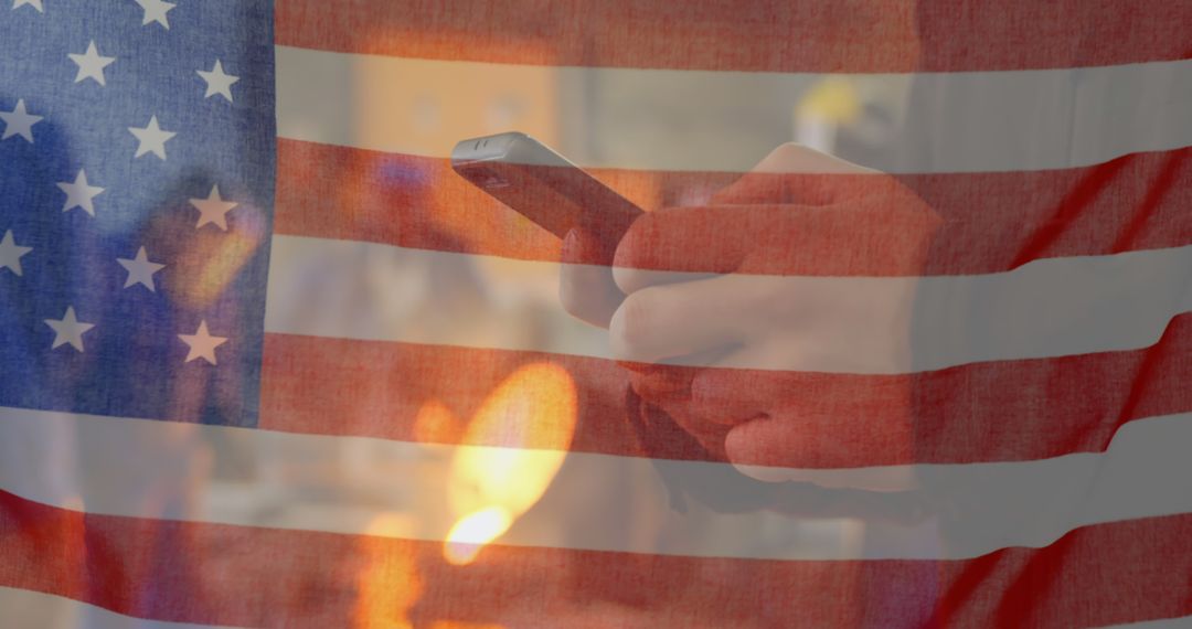 Person using smartphone with American flag overlay - Free Images, Stock Photos and Pictures on Pikwizard.com