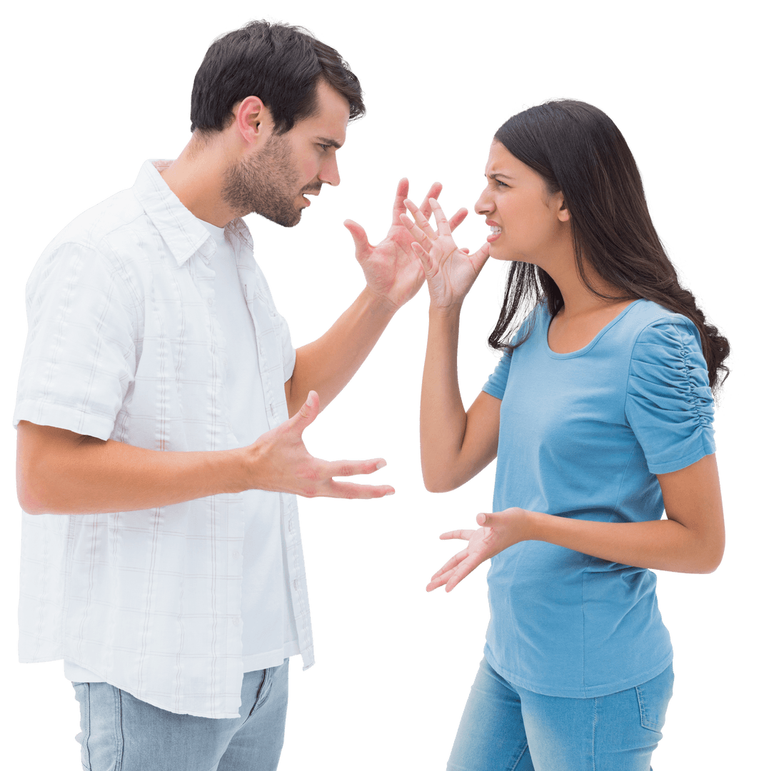 Couple Arguing Intensely on Transparent Background