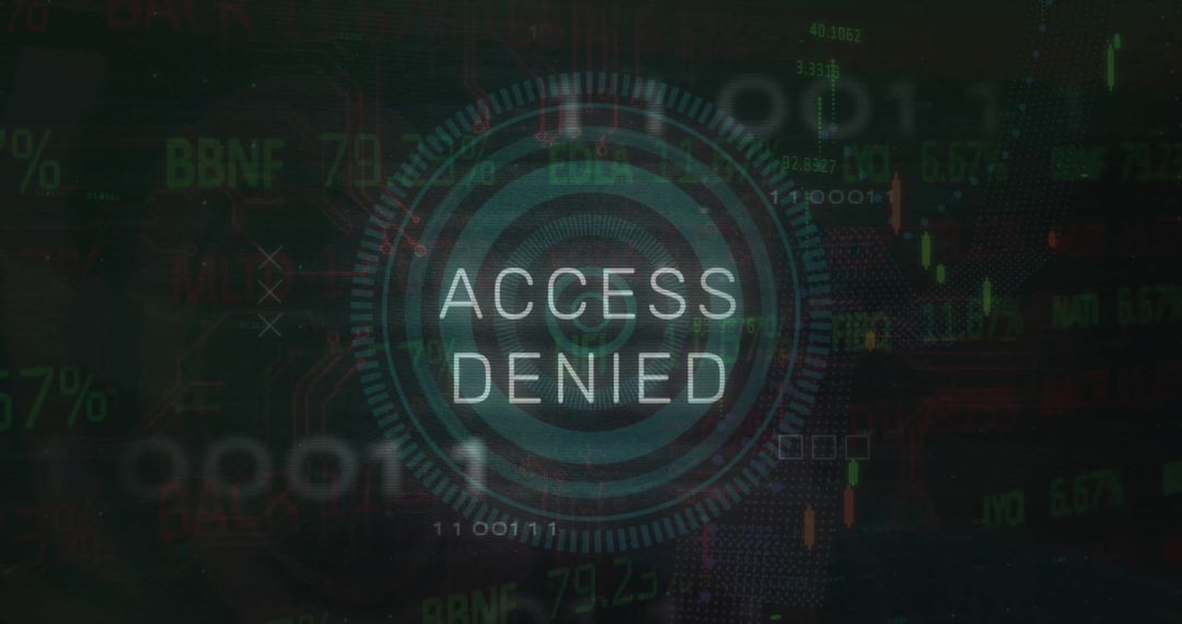 Cyber Security Access Denied Warning with Digital Display