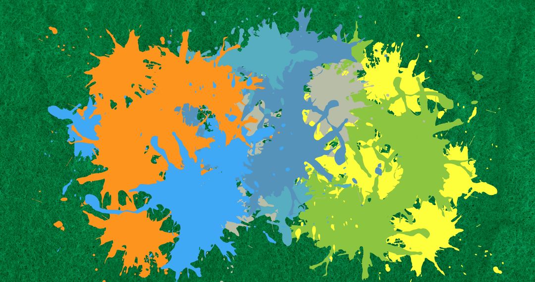 Vibrant Paint Splatter on Green Background for Creativity Concept - Free Images, Stock Photos and Pictures on Pikwizard.com