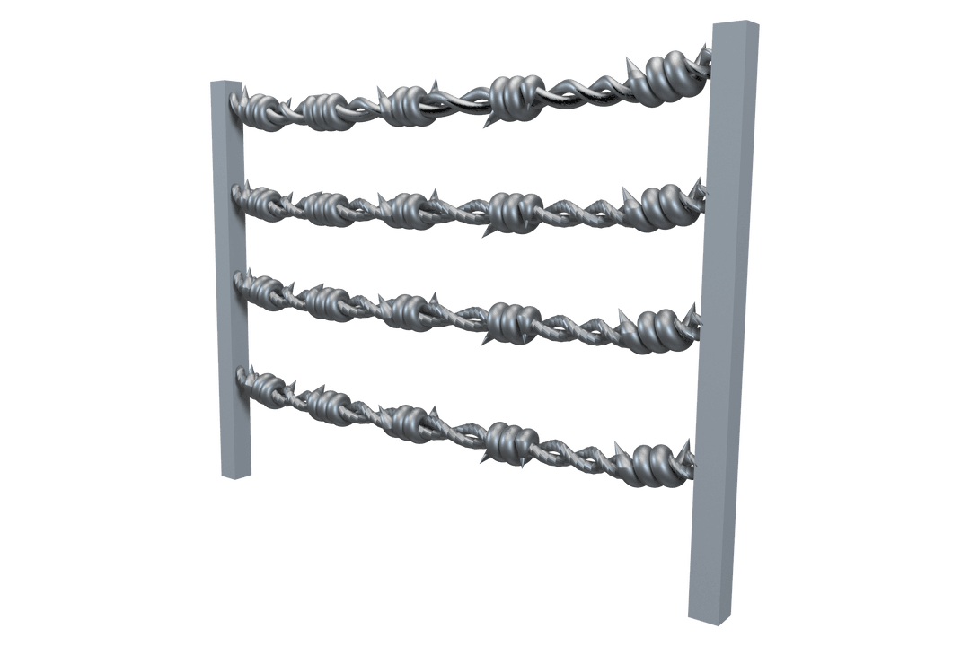 Barbed Wire on Transparent Background for Security Illustrations