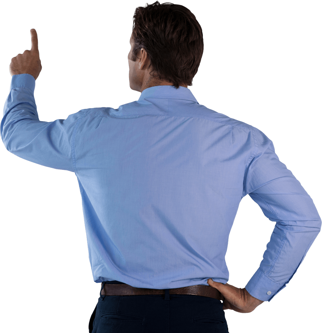 Transparent Businessman Pointing Back View