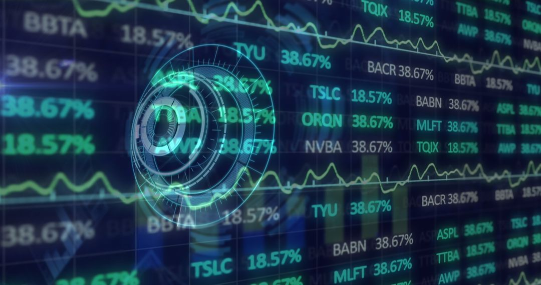 Futuristic Financial Data with Digital Interface and Analytics