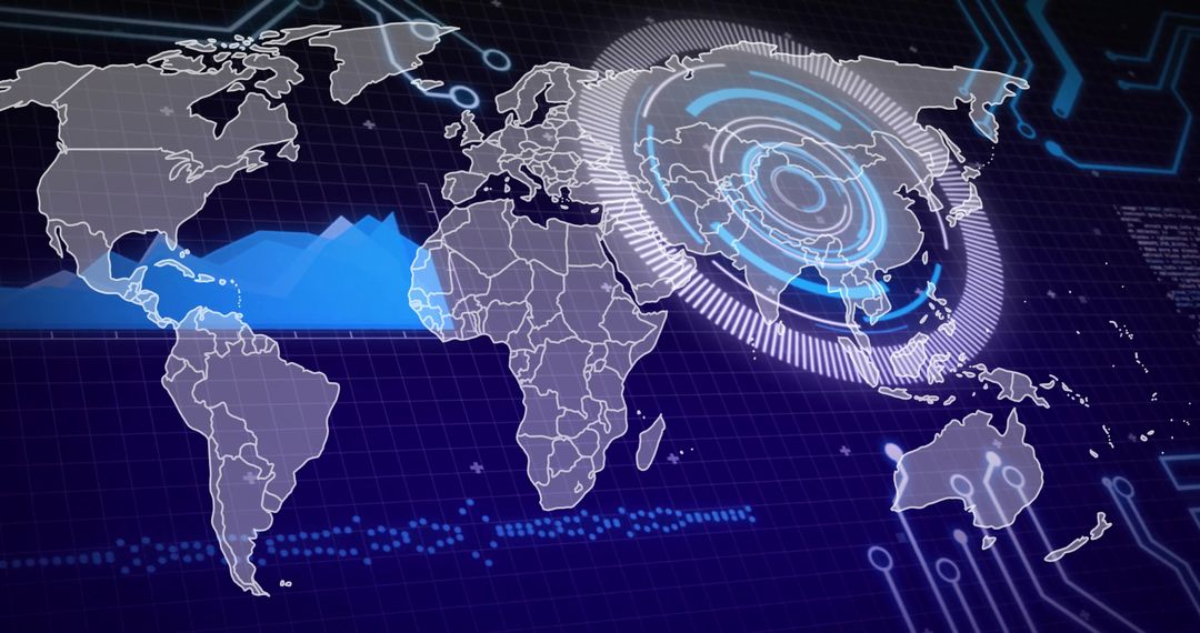 Futuristic Global Hologram with Technology Interface Elements