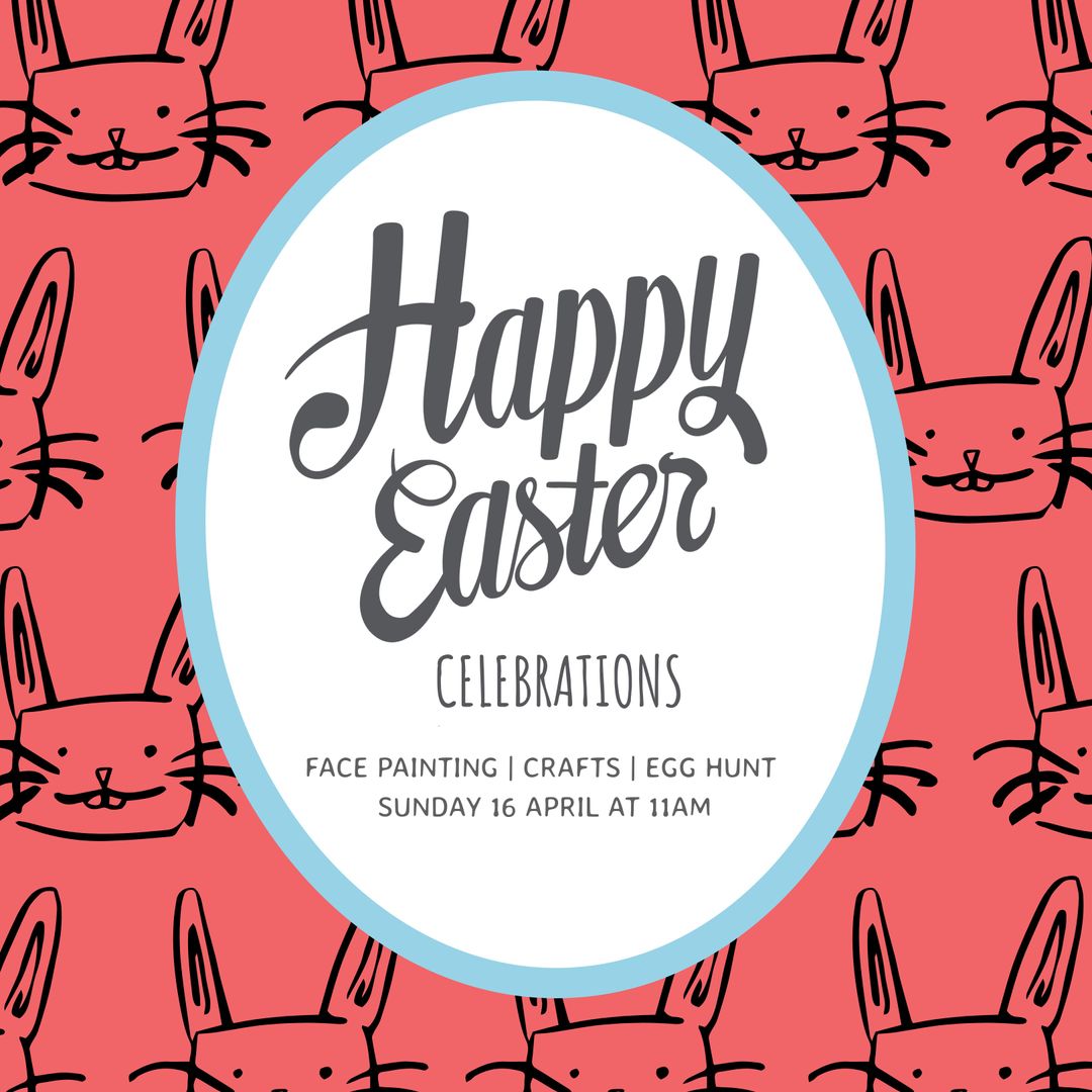Easter Celebration Invitation with Bunny Illustrations