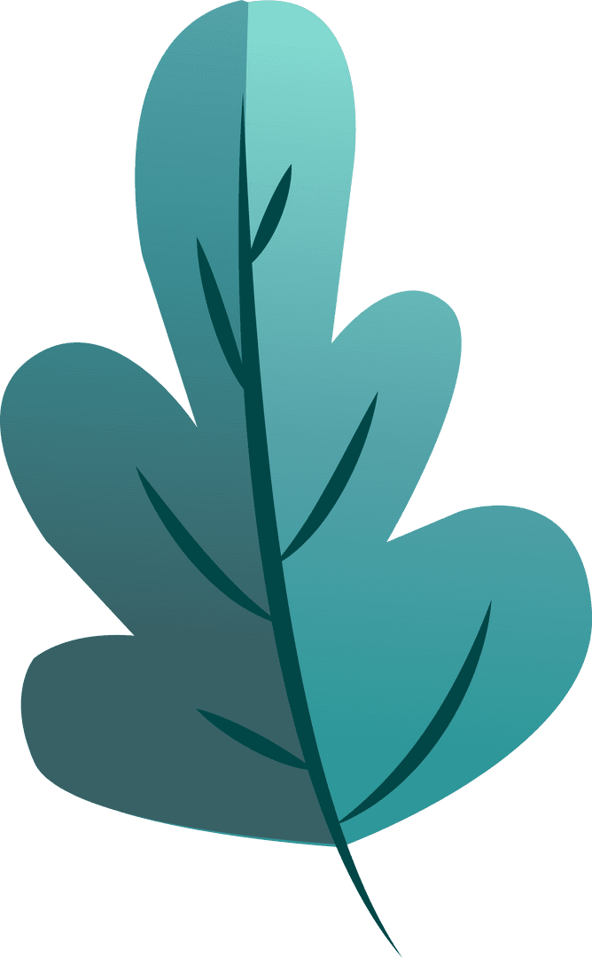 Transparent Gradient Teal Stylized Leaf Illustration
