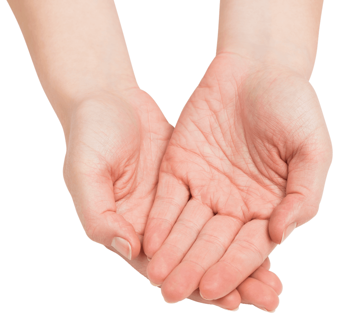Open Hands Reaching Out on Transparent Background