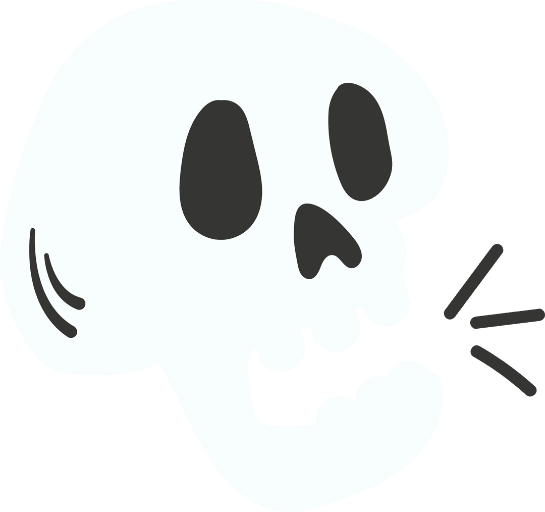Transparent Background Cartoon Skull Icon with Expression