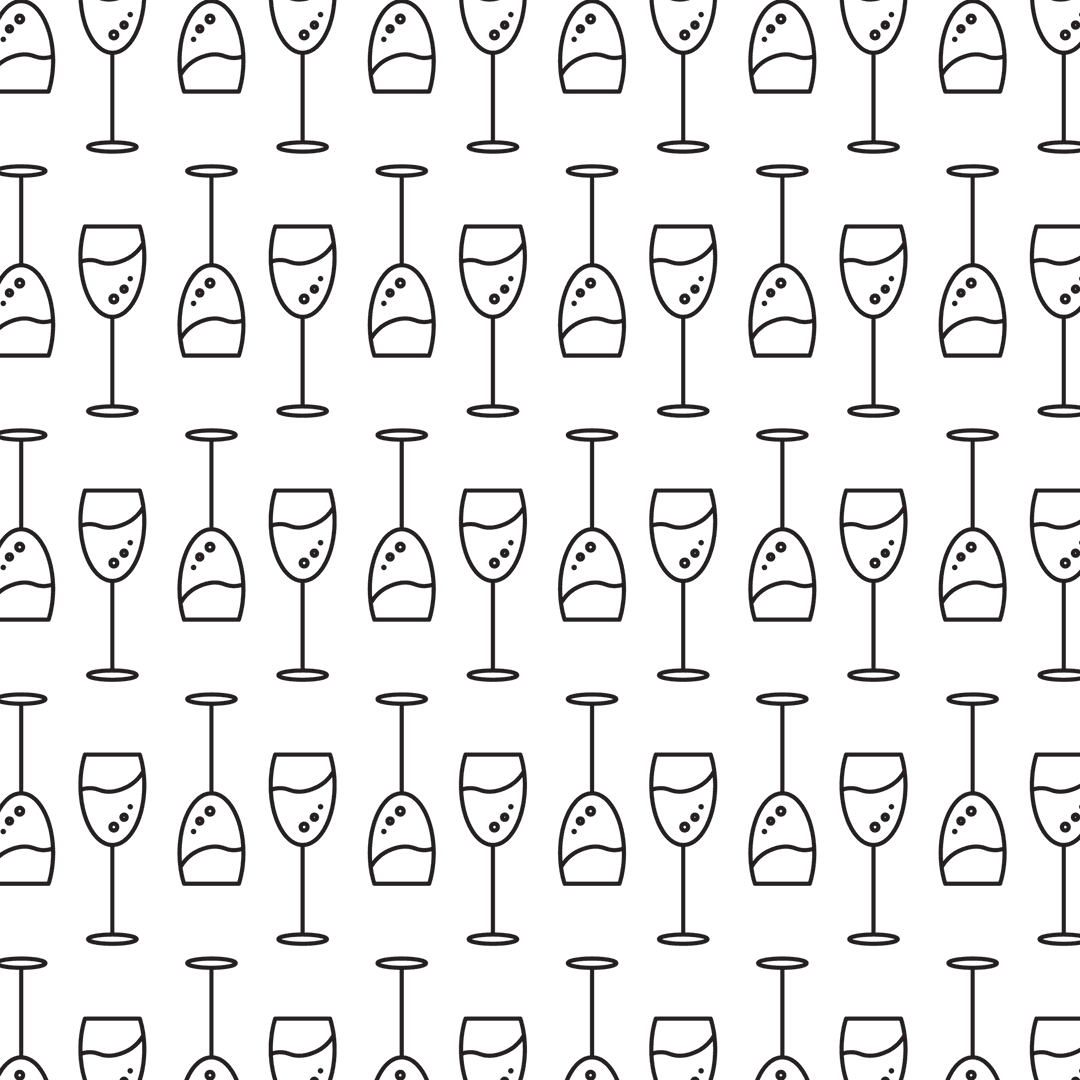 Transparent Pattern of Wine Glasses Vector Art on Background