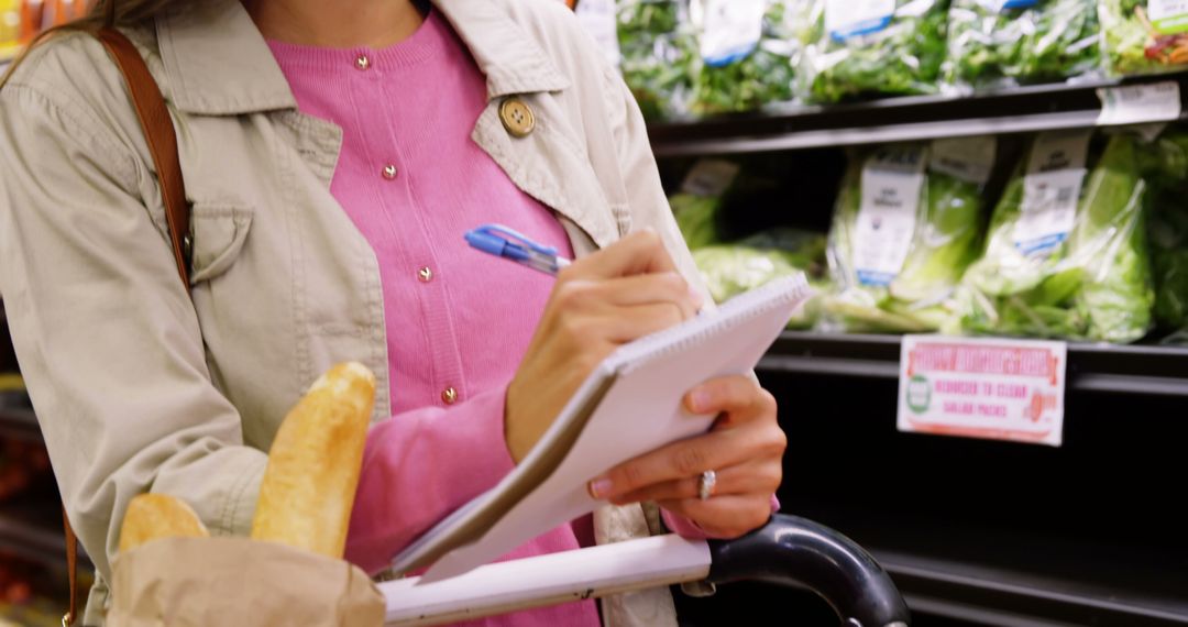 Woman Taking Notes in Grocery Store Produce Section - Free Images, Stock Photos and Pictures on Pikwizard.com