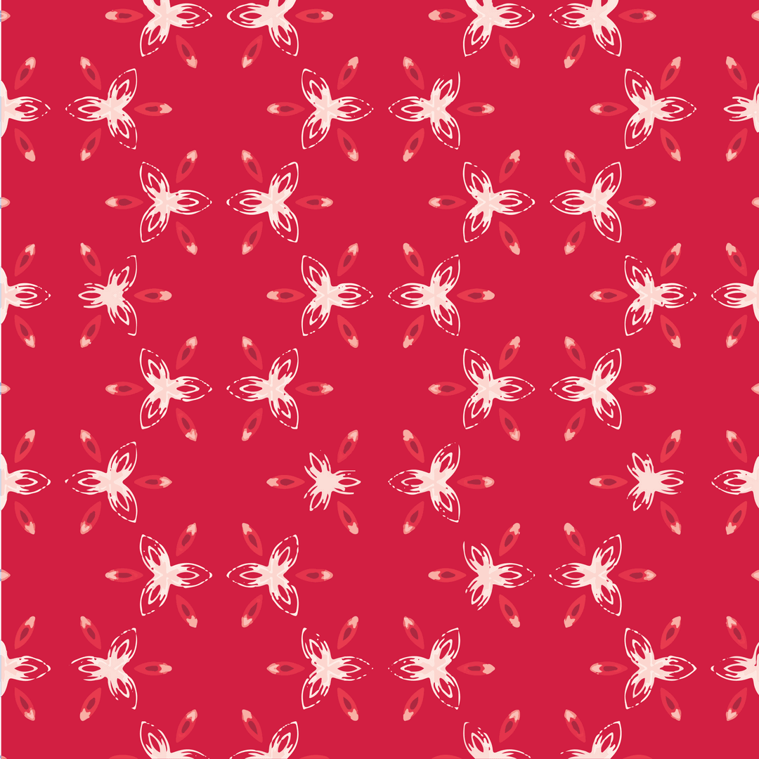 Elegant Transparent Floral Pattern with Red Background